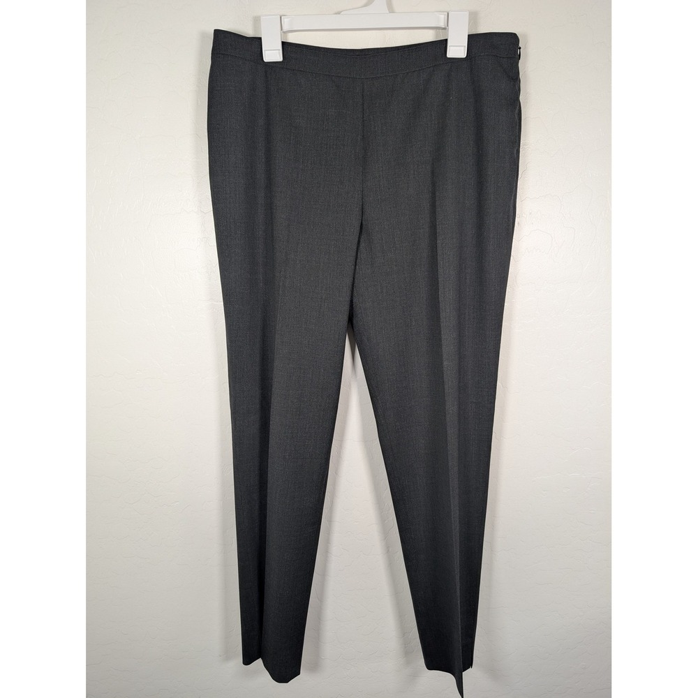 Lafayette 148 Pants Womens 14 Gray Virgin Wool Blend Slim Career Office Stretch‎